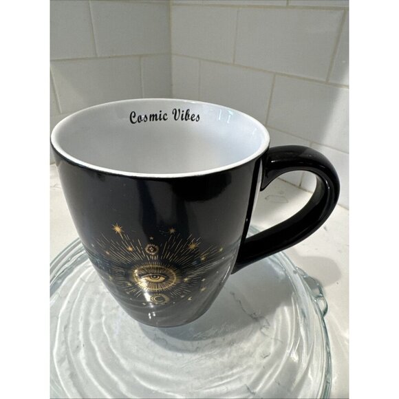 Eye to the Sky Coffee Mug Cosmic Vibes Black Gold foil 20oz Coffee Mug - Picture 2 of 13